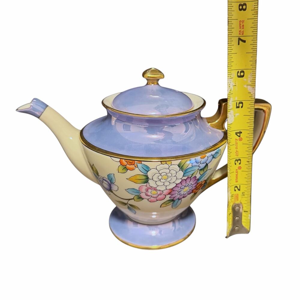 Vintage Noritake Lusterware Hand Painted Japanese Floral Teapot - Picture 9 of 10